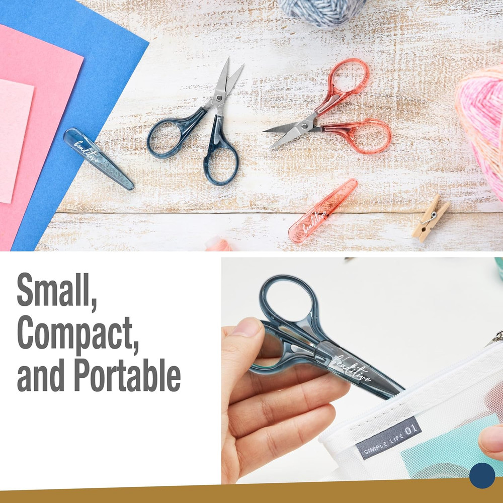 Detail Craft Scissors Set (2 pcs) Curved and Straight, Sharp, Compact | Sewin...