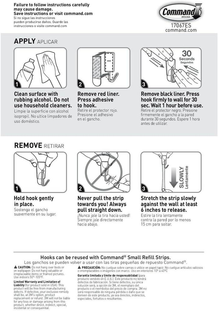 Command Small Wire Toggle Hooks, Damage Free Hanging Wall Hooks with White