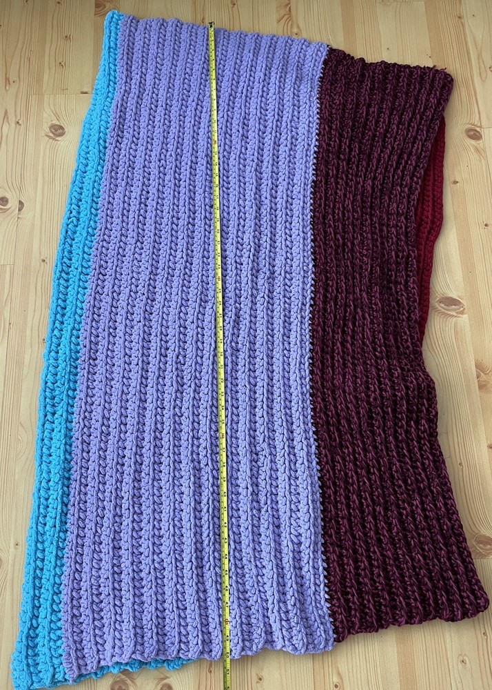 Multicolored Handmade Crocheted Knitted Throw Blanket 60” X 50”