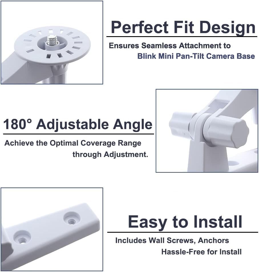 Wall Mount for Blink Mini Pan-Tilt Camera, Ceiling Mounting Bracket, 180° Adjust