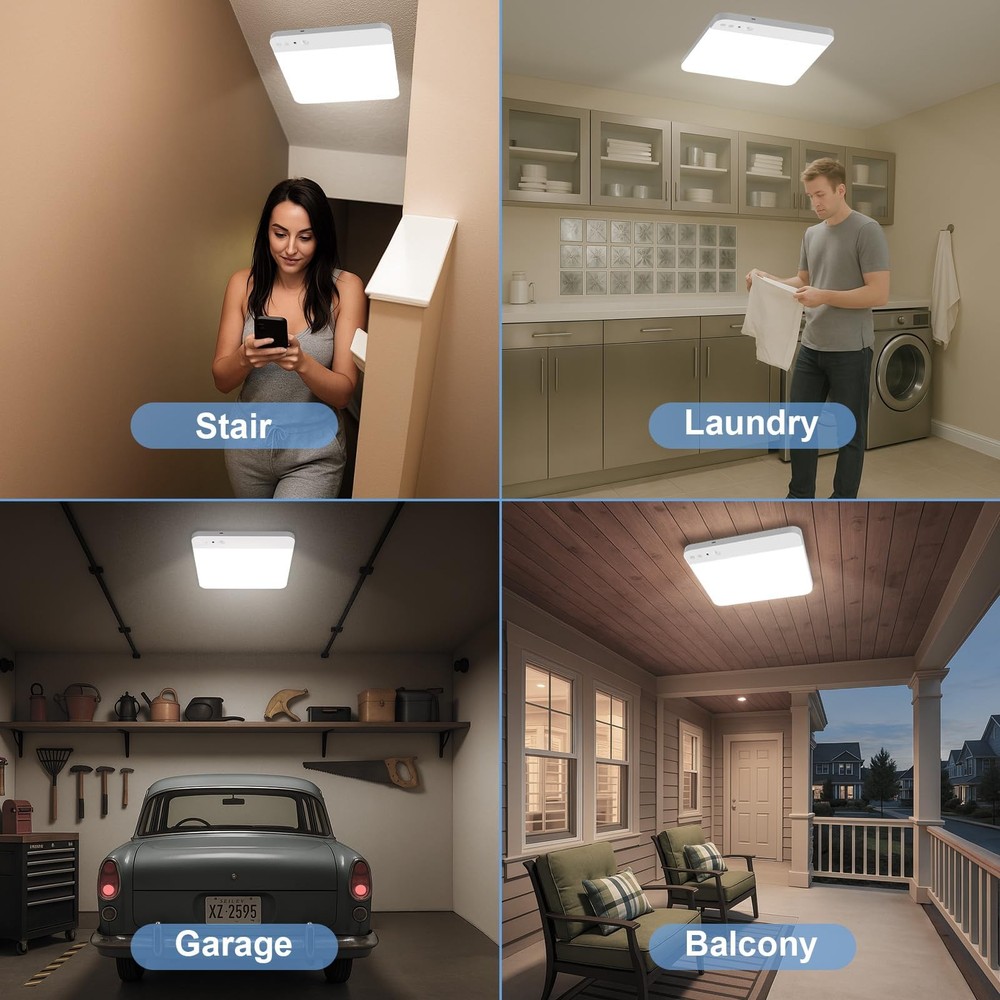 Rechargeable Motion Sensor Ceiling Light with Remote - Magnetic Wireless Clos...