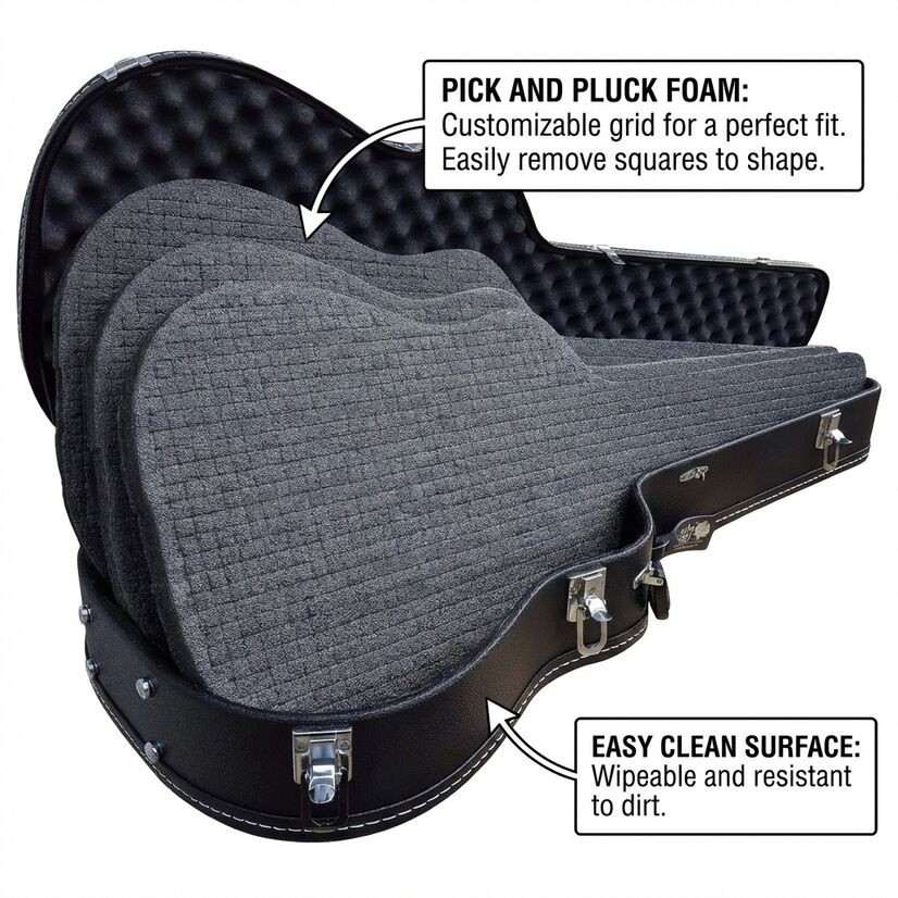 Discreet Hard Shell Guitar Gun Case Customizable Foam Lockable Firearm Storage