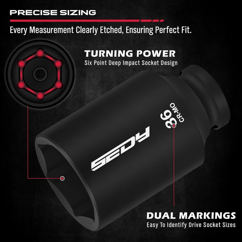 29-Piece 1/2" Drive Impact Socket Set, High-Durability Impact Wrench