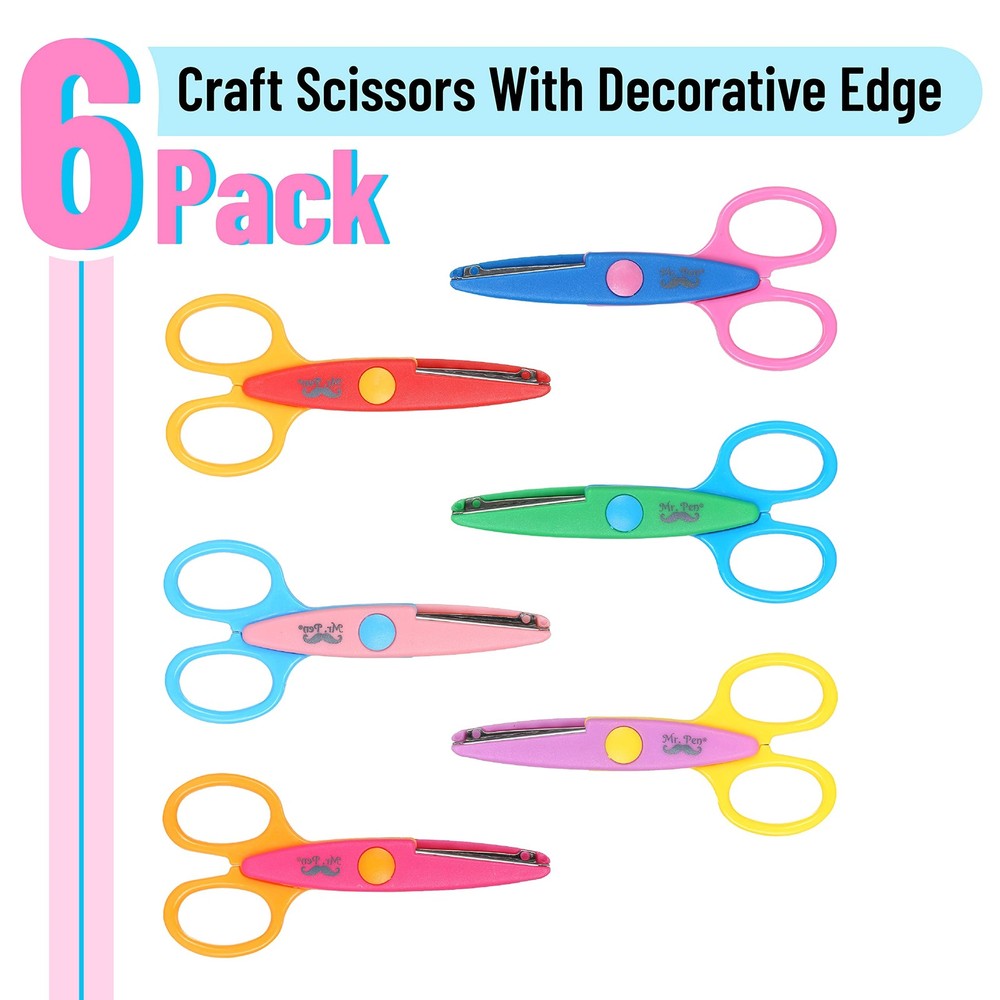 Mr. Pen Craft Scissors - Decorative Edge, 6 Pack, Zig Zag, Bright