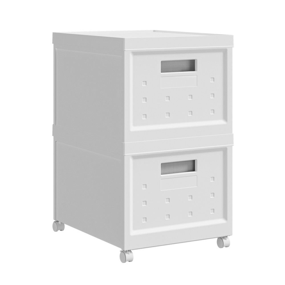 Set of 2 Stackable Rolling Storage File Boxes,Portable Office/Home Organizer