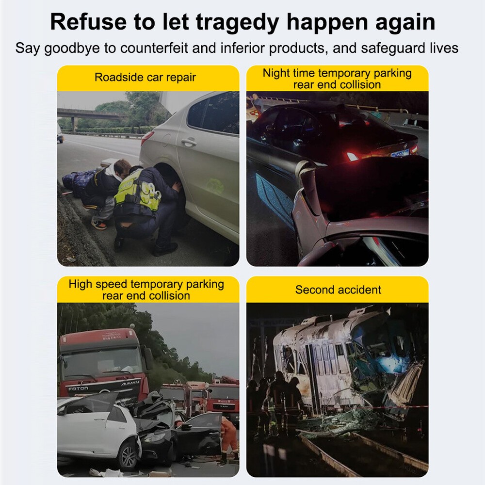 Foldable Car Emergency Triangle Warning Light Multi-Function LED Light Solar US