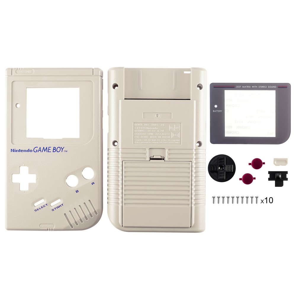 New Full Housing Shell Case for Original Nintendo DMG-01 GameBoy Solid Gray