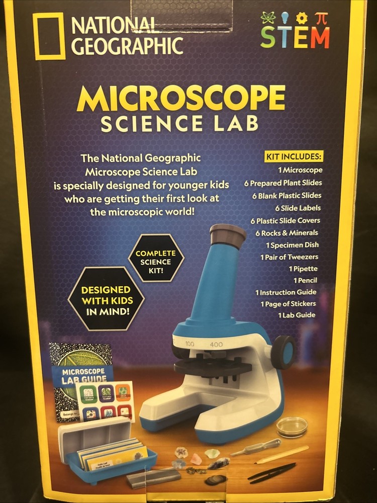 National Geographic Microscope Science Lab NIB STEM 35 Pc 400x Zoom Specimens