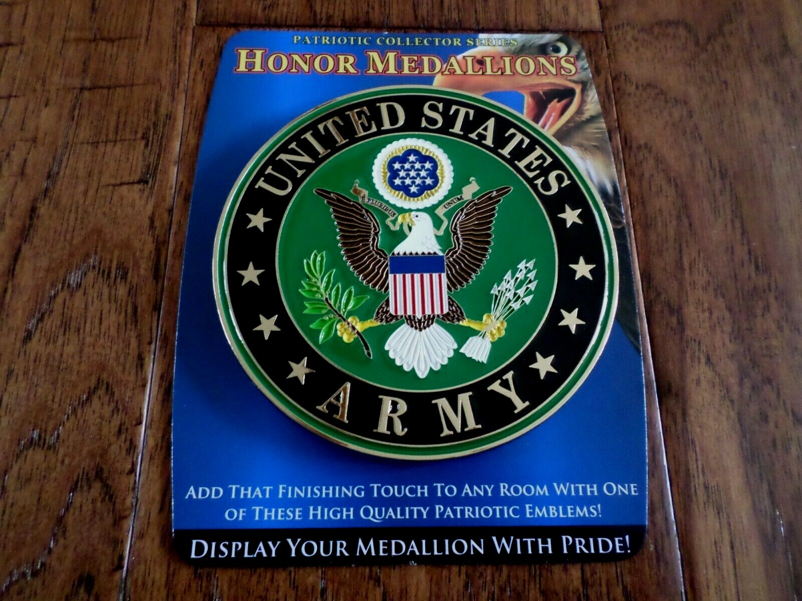 U.S ARMY METAL MEDALLION ENAMEL SHADOW BOX PRESENTATION EMBLEM PLAQUE 4" X 4"