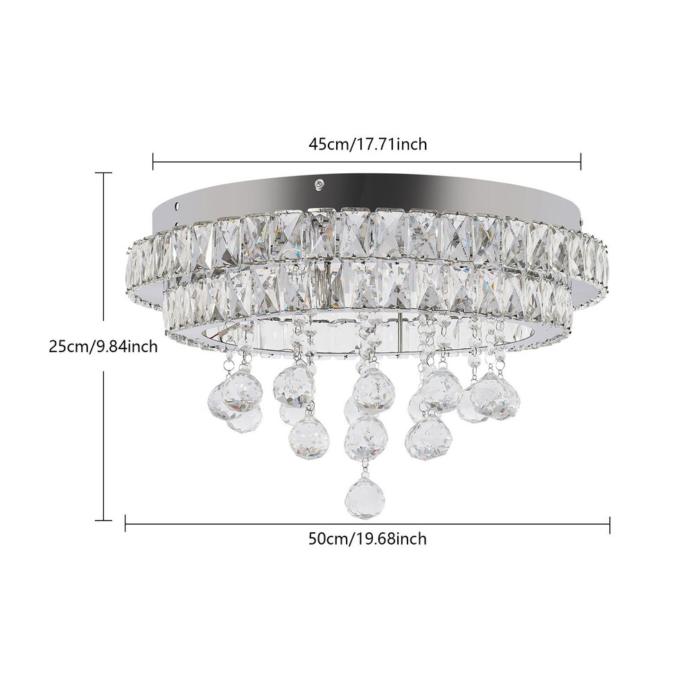 3 Colors Adjustable Crystal Ceiling Light w/Remote Control LED Ceiling Light