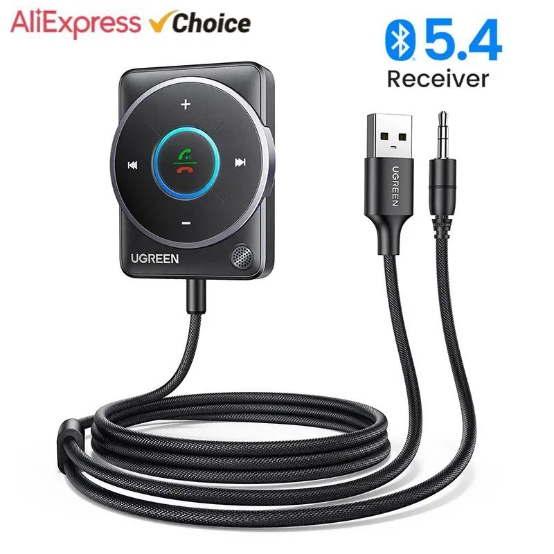 UGREEN Bluetooth 5.4 Car Receiver Adapter USB AUX with Mics Car Kit Stereo Audio