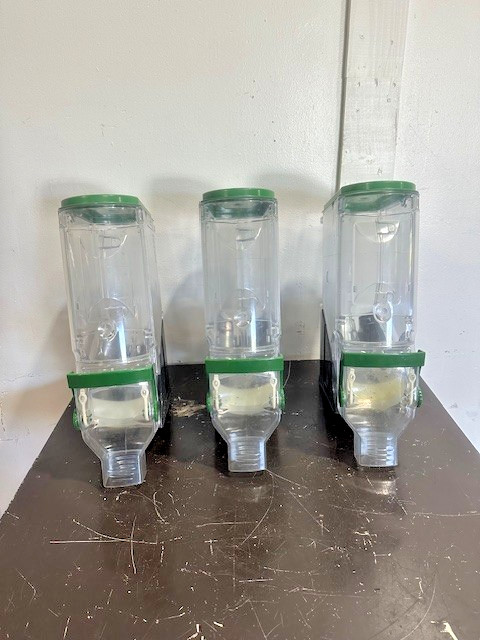 LOT OF 3 TRADE FIXTURES 618/624 COMMERCIAL BULK FOOD GRAVITY BIN DISPENSERS