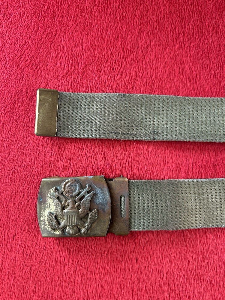 WWII US Army Trouser Dress Belt for Uniform Eagle Seal Brass Buckle WW2