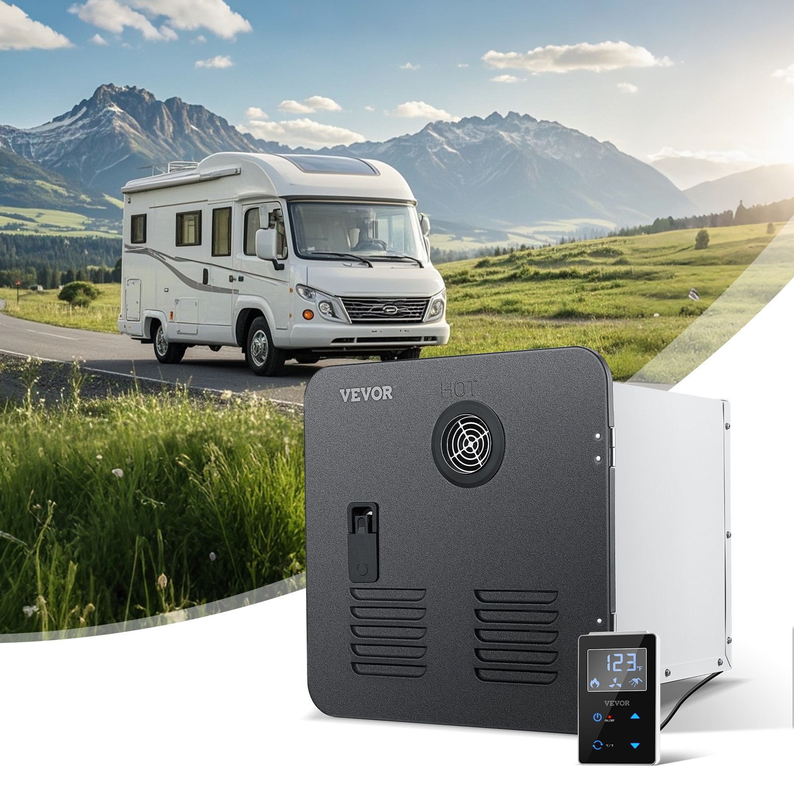 VEVOR RV Tankless Water Heater 15x15 in Propane Gas 42000BTU with Controller