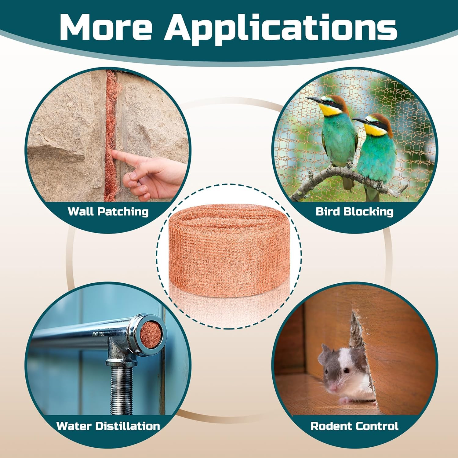 Copper Mesh Rodent Control, 5in x 30ft Rustproof Pure Copper Mesh Roll