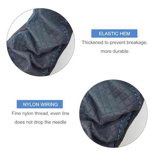 Steering Wheel Cover, Soft Microfiber Leather Double Circle 1 PC Black & Blue