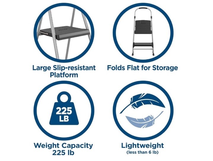 Cosco 2-step Folding Step Stool 11311ABL1E Master