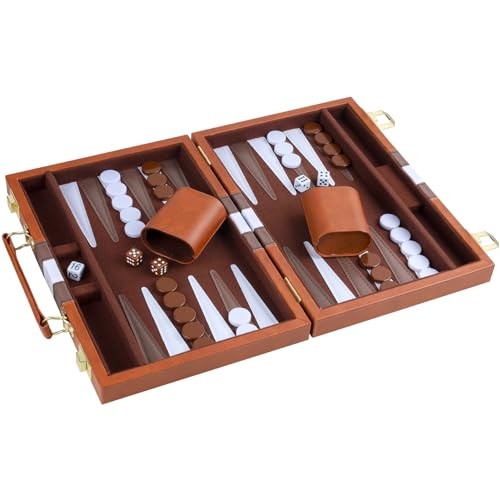Backgammon Set 2 Players Classic Backgammon Sets for Adults Board Small Brown