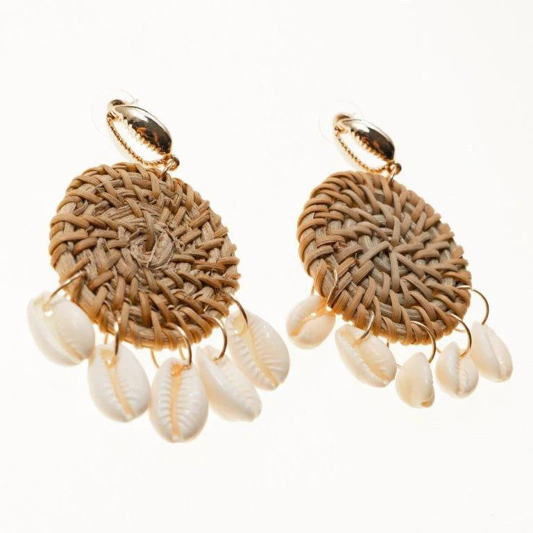 Light Wood Shell Drop Earrings