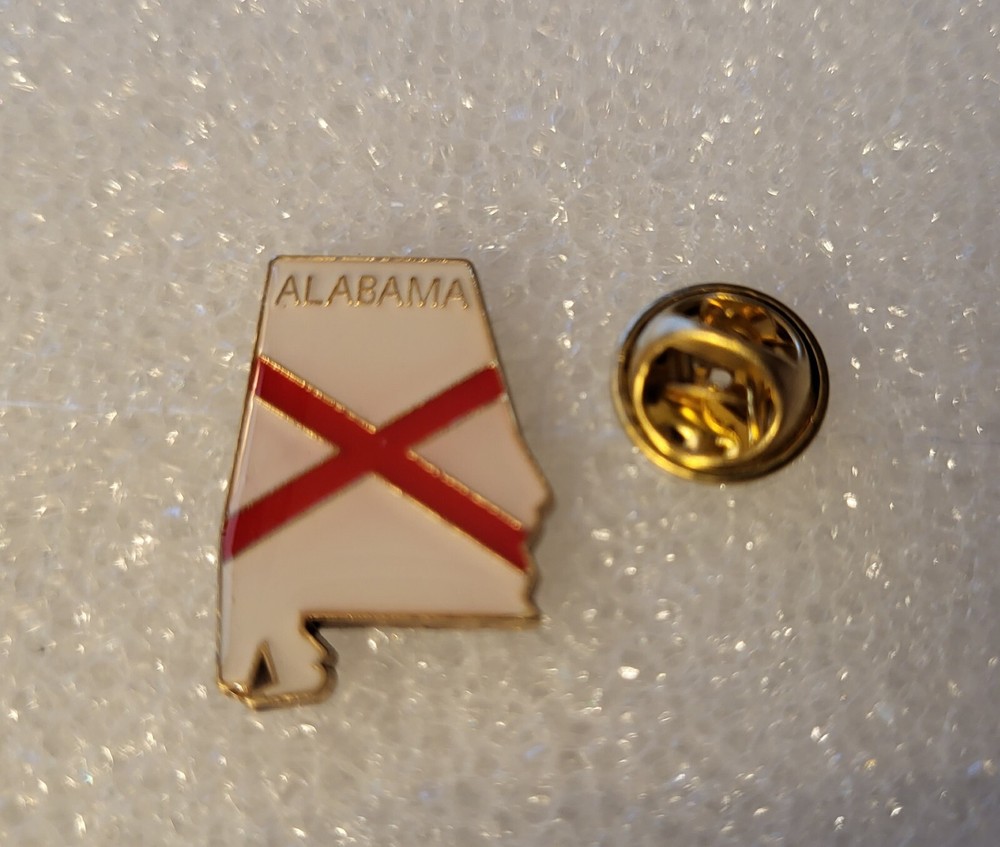Alabama State Flag Map Cloisonne Hat & Lapel Pin