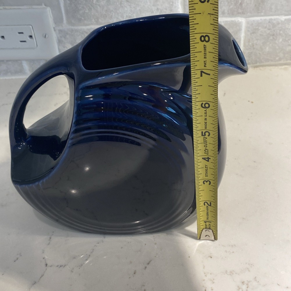 Vtg 7” Midnight Cobalt Blue Disk Pitcher