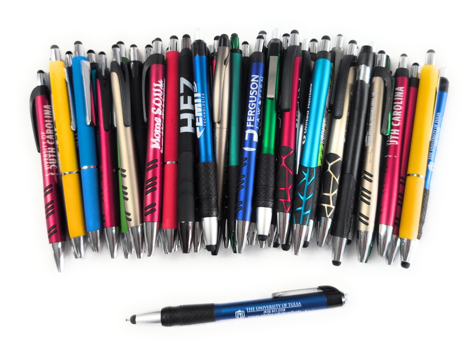 50 Misprint STYLUS TIP Retractable Click Pens HUB PEN bulk Mixed MULTICOLOR Lot