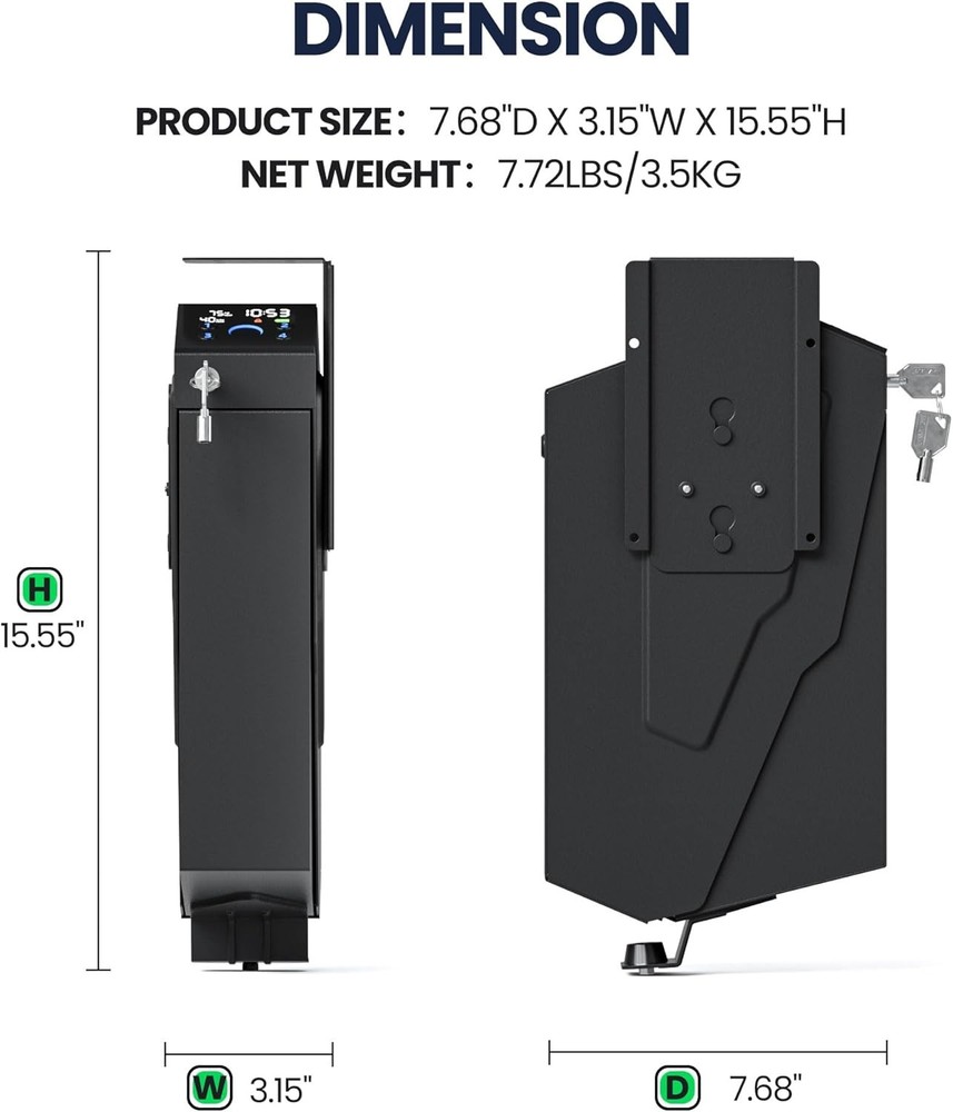 Quick Access Biometric Bedside Gun Safe handgun 2 in 1 Mounted Drop Down