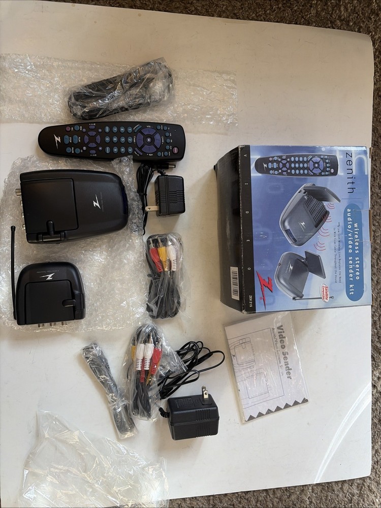 Zenith Wireless Stereo Audio Video Sender Kit COMPLETE!