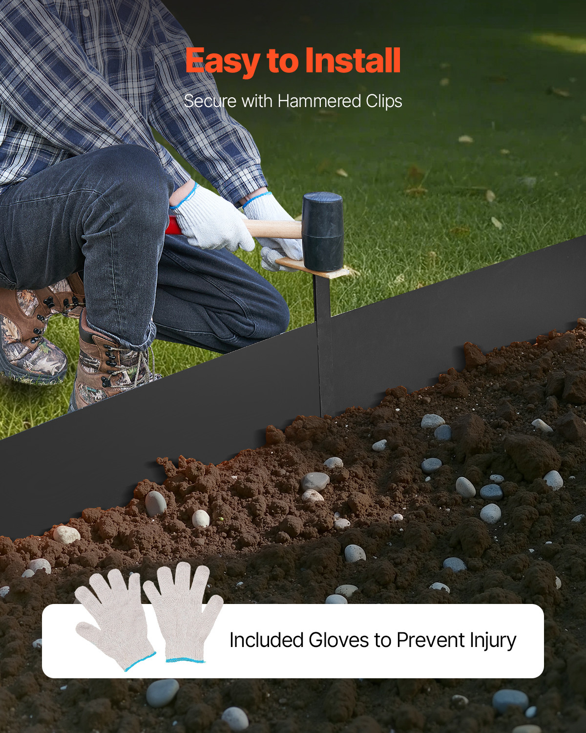 VEVOR Steel Landscape Edging 6 Packs 40 x 8in Rust-Resistant Garden Edging