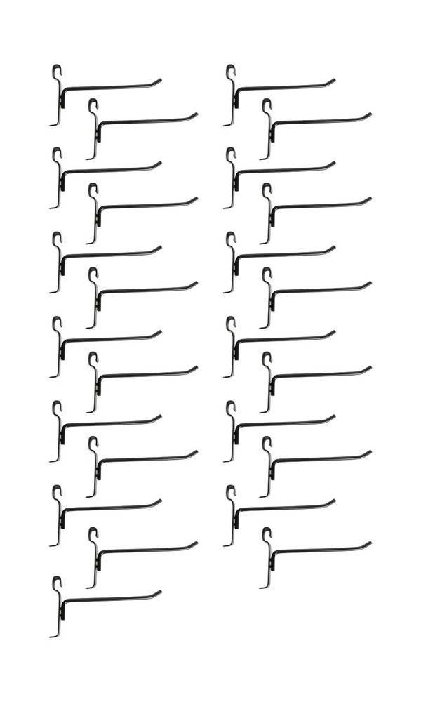 SSWBasics 6" Gridwall Hooks - Pack of 25 Black Wire Grid Wall Hooks - Durable