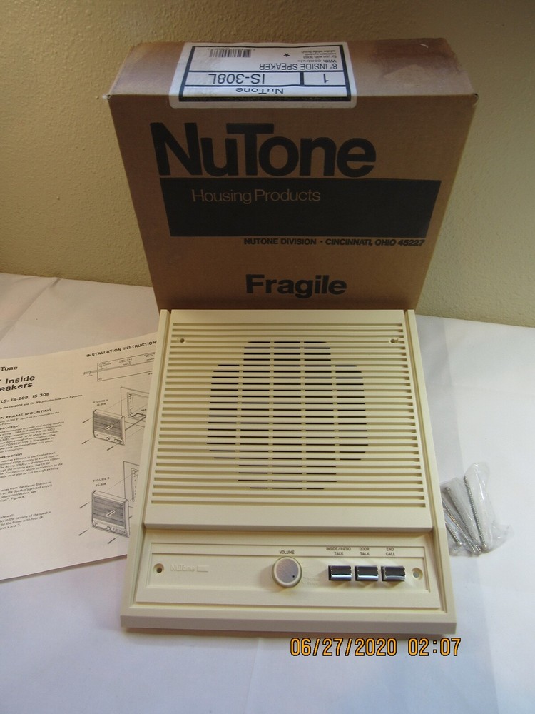 Nutone IS-308L 8" Inside Speaker With Controls Adobe White for IM-3003 System