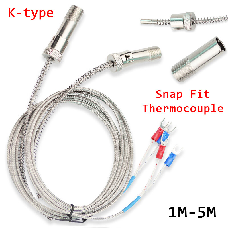 M12 Threaded K-type Thermocouple Temperature Sensor Probe Snap Fit 1M-5M Cable