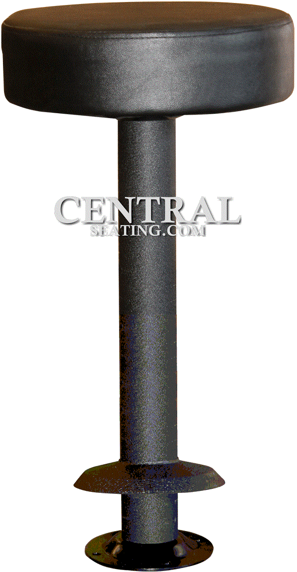 Bar High Bolt Down Restaurant Bar Stool with Black Vinyl Round Cushion - 30"H