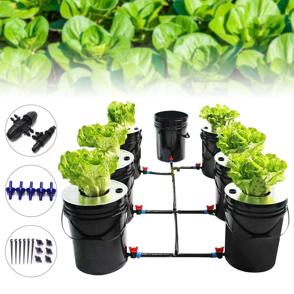 DWC 5 Gallon 6 Buckets Hydroponics Growing System Recirculating Growing Kit