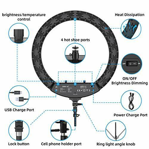 18" Ring Light, Cshidworld Dimmable LED Light Kit with Wireless Remote...