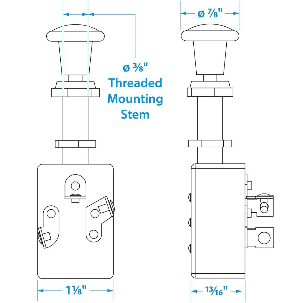 Seachoice 11911 Heavy Duty 3-Position Push-Pull Switch