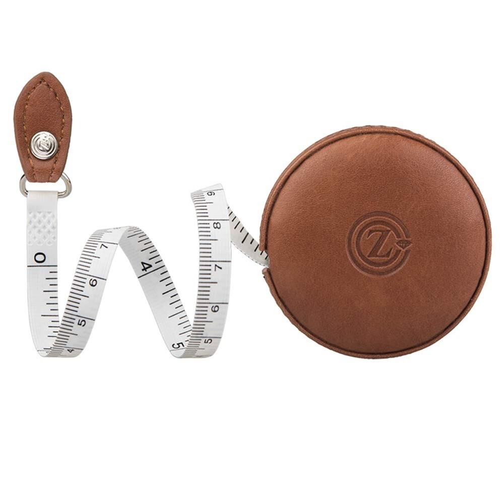 Compact 60 Inch Leather Measuring Tape with Push Button - Perfect for Crafters