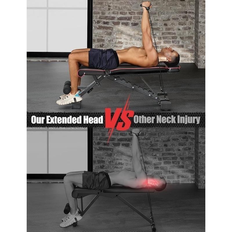 Adjustable Weight Bench 660LB Foldable Workout Bench Incline Decline Flat Bench