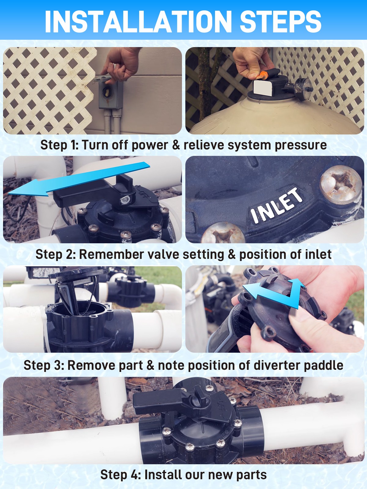 2PCS Pool Diverter Valve 4720 Rebuild Kit Complete For Zodiac Jandy 2-way/3-way