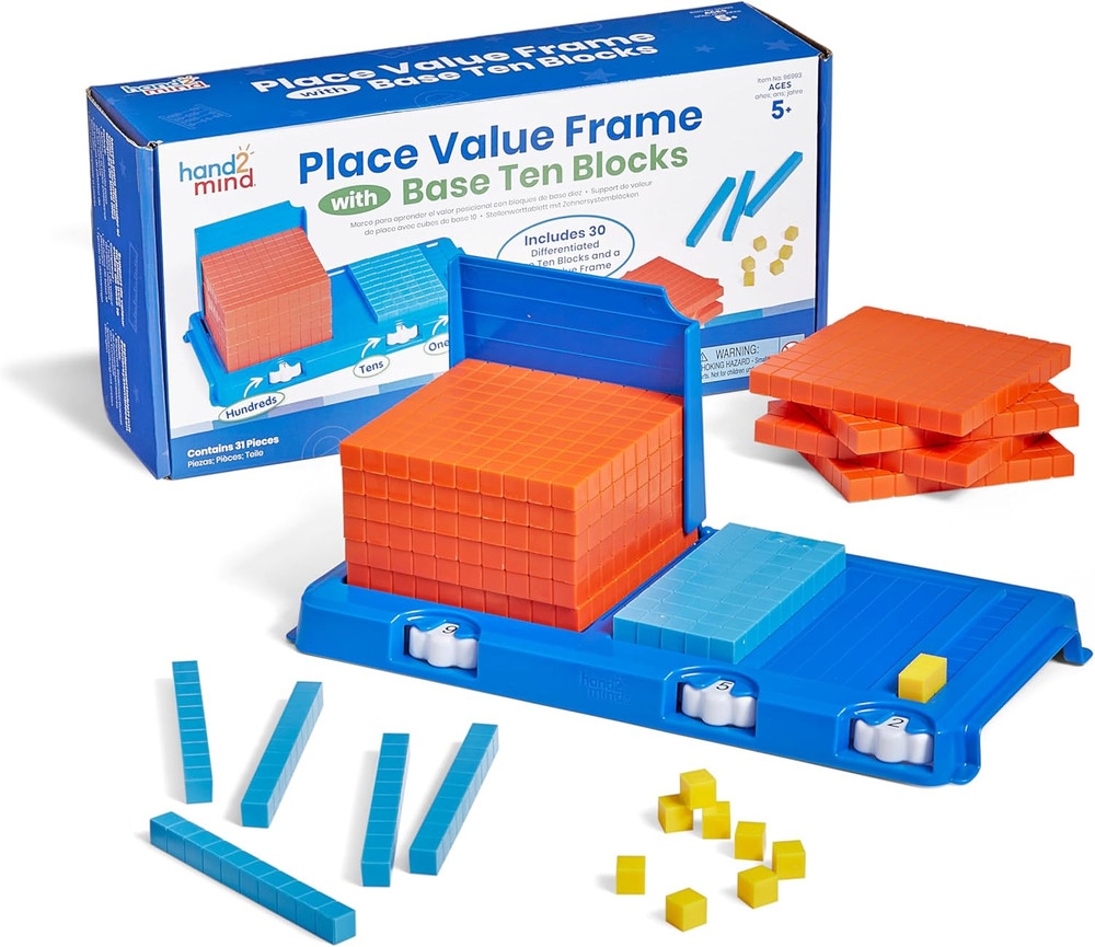 Place Value Frame with Base Ten Blocks, Base 10 Blocks, Math Manipulatives Kinde
