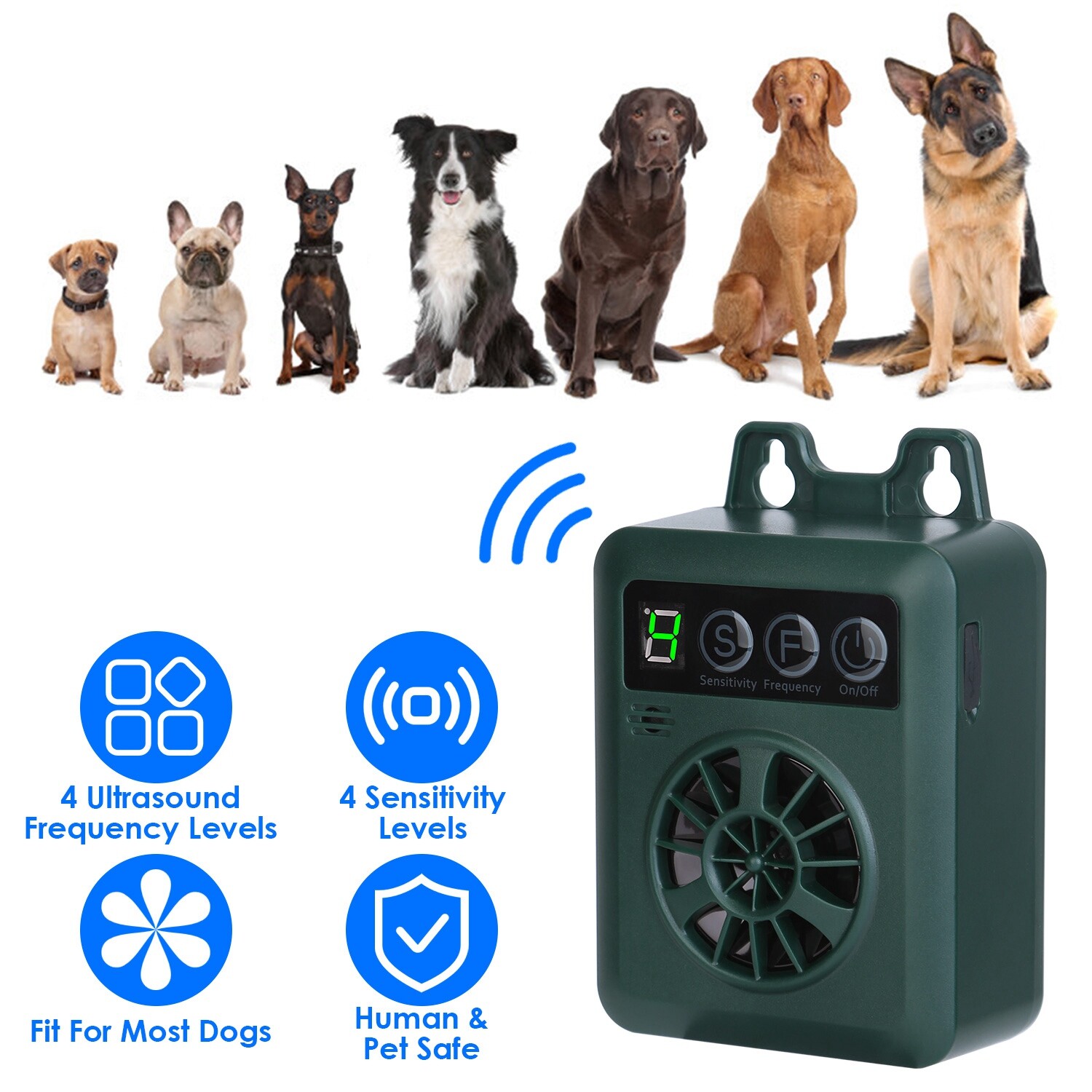 Outdoor Ultrasonic Anti-Barking Device Dog Bark Control Sonic Silencer IP45