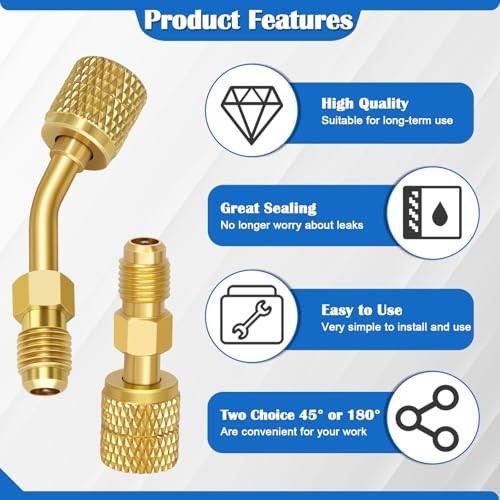 Mini Split Adapter, R410a Adapter Straight & Angled Charging Vacuum Port