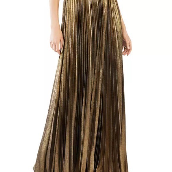 BCBGMaxAzria Metallic Gold Maxi Skirt