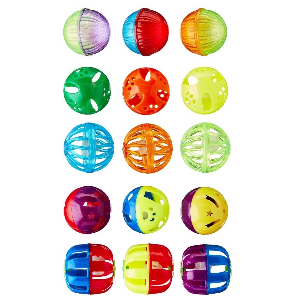 Plastic Balls Cat Toys, Multicolor, 15 Count