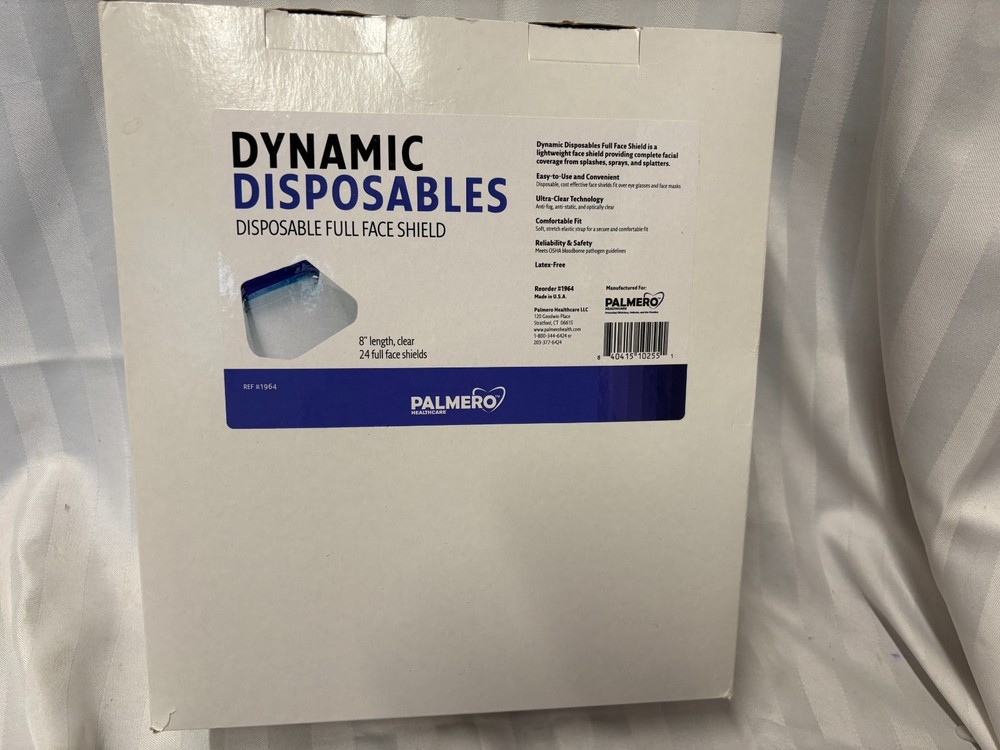 24 Dynamic Disposables Full Face Shields 8" Clear   Ref. 1964