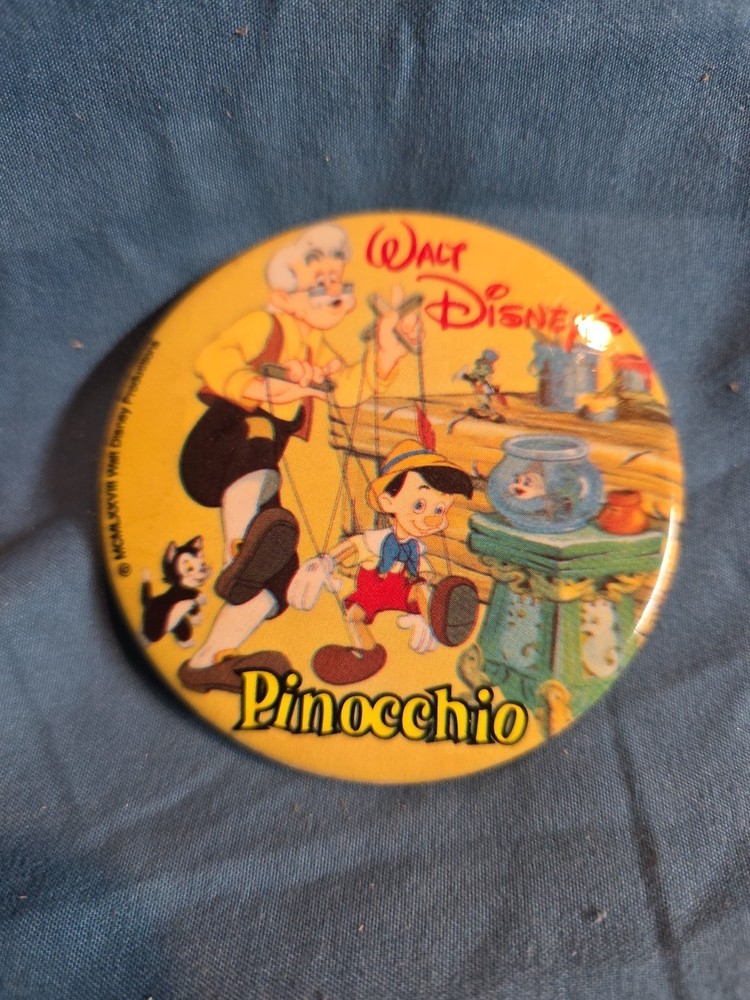 1978 Walt Disney's Pinocchio Pinback Button 3"