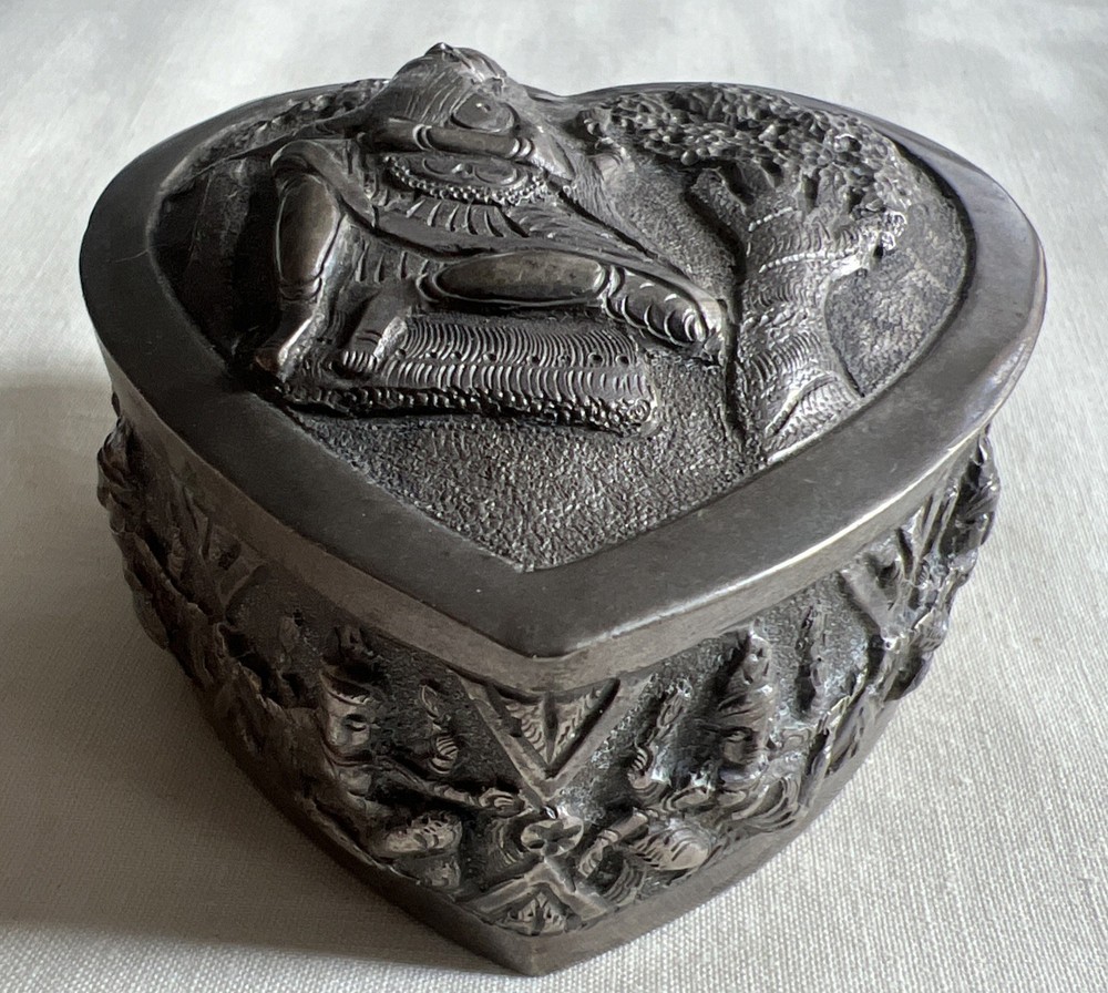 Antique Sterling Silver Heart Box