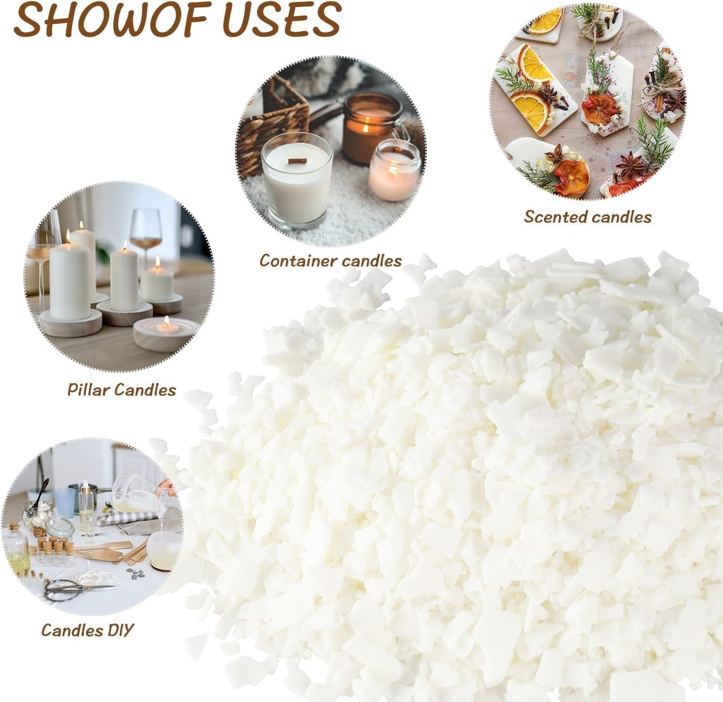 Bulk 20lb Natural Soy Wax for Candle Making - Easy Melt Unscented Flakes for ...