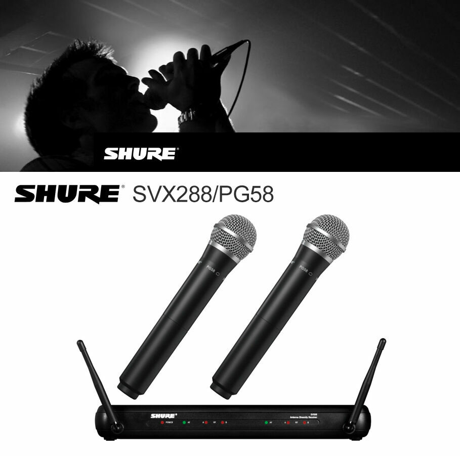 Mic Wireless Microphone Studio Professional Audio SHURE Dual Vocal SVX288 PG58