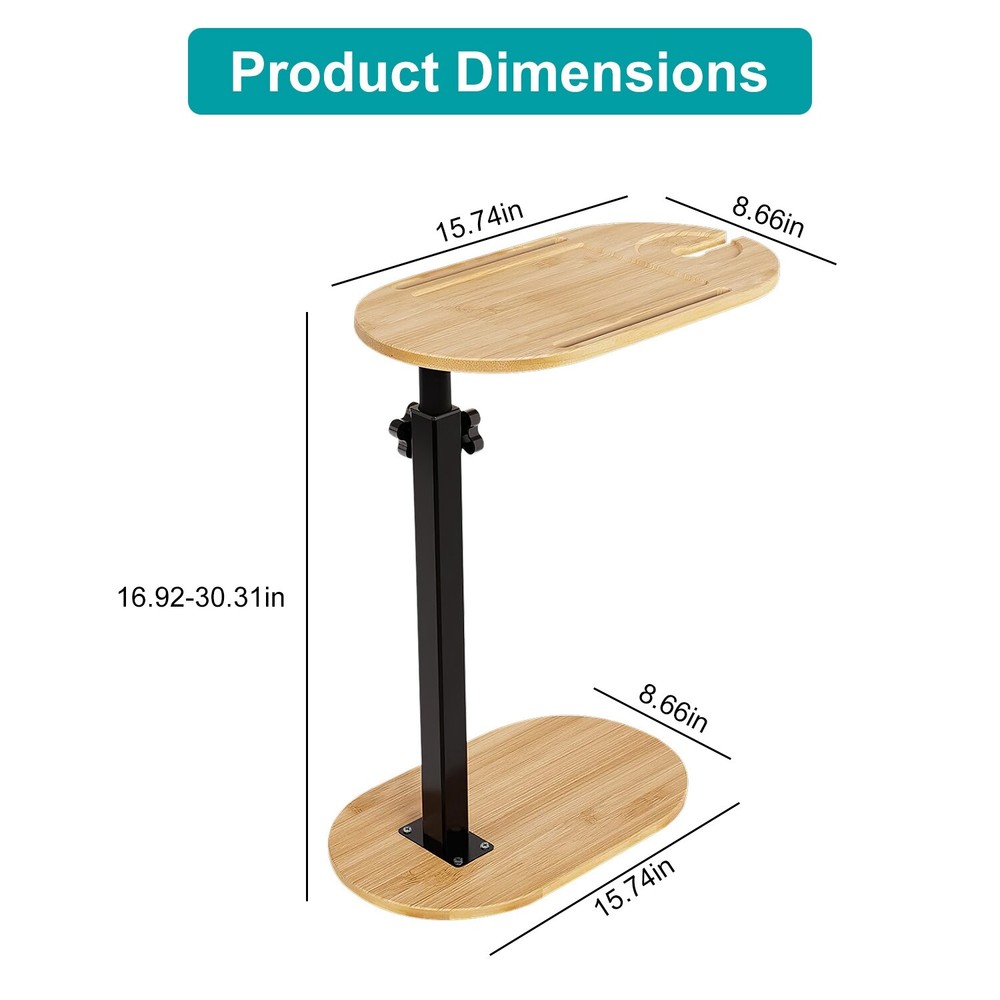 C-Shaped Bathtub Tray Table Heavy Duty Table Adjustable Height Bed Sofa Table
